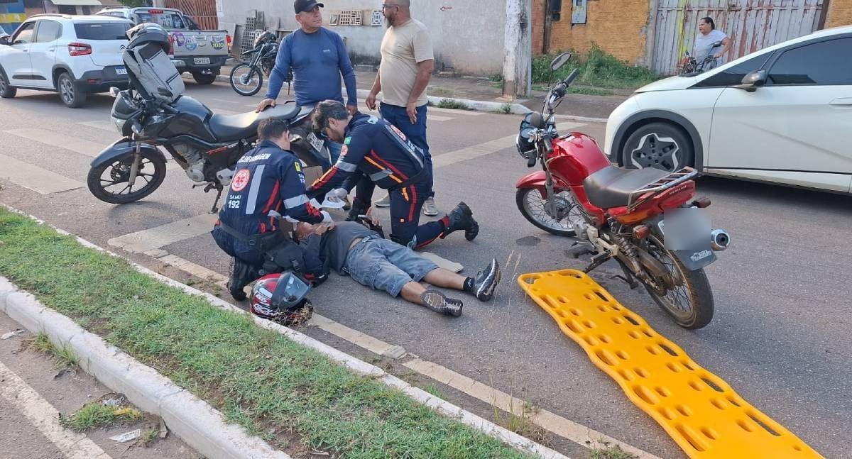 Colisão entre motocicletas deixa idoso ferido na Avenida José Vieira Caúla em Porto Velho