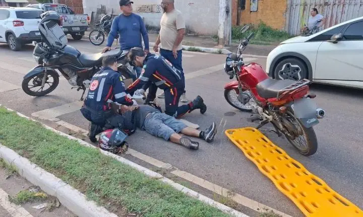 Colisão entre motocicletas deixa idoso ferido na Avenida José Vieira Caúla em Porto Velho